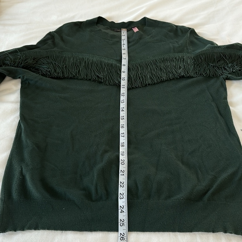 Ted Baker London Aniebal Dark Green Fringe Sweater Crew Neck Size 3 (6-8 US) - Picture 11 of 14